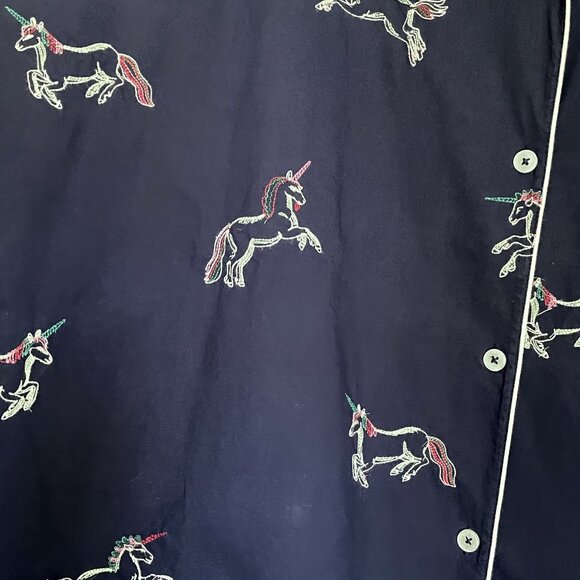 Printfresh Embroidered Unicorn Long Sleeve Pajama Sleep Top Plus Size 4X Blue - Picture 4 of 12